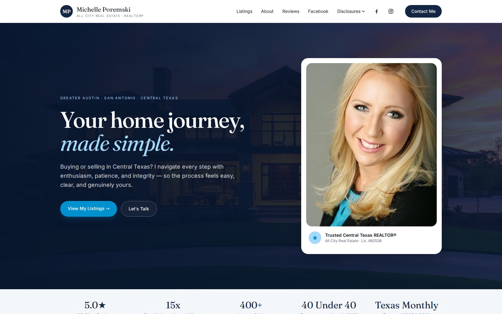 Real estate professional website on desktop